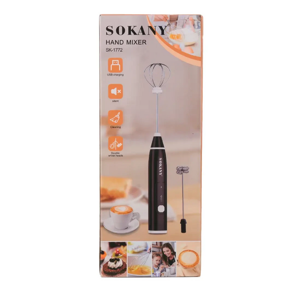 Вспенитель молока аккумуляторный Sokany SK-1772 Hand Mixer USB 1200 mAh капучинатор Белый SK1772W фото