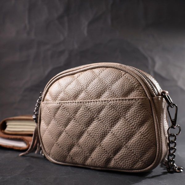 Женская стеганая сумка из мягкой натуральной кожи Vintage 22328 Бежевая b22328 фото