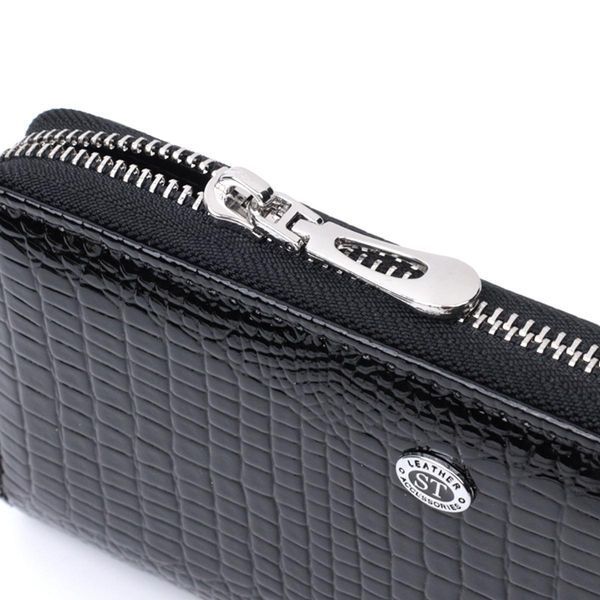 Лакированный женский кошелек на молнии из натуральной кожи ST Leather 22678 Черный b22678 фото