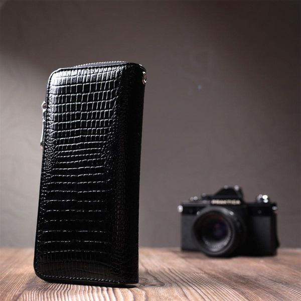 Лакированный женский кошелек на молнии из натуральной кожи ST Leather 22678 Черный b22678 фото