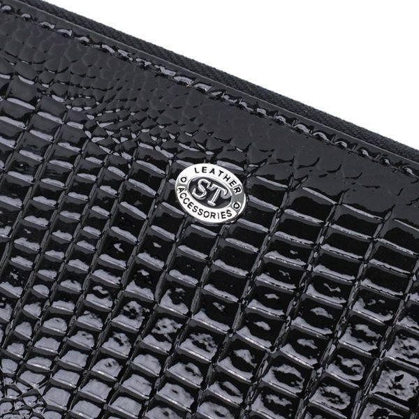Лакированный женский кошелек на молнии из натуральной кожи ST Leather 22678 Черный b22678 фото