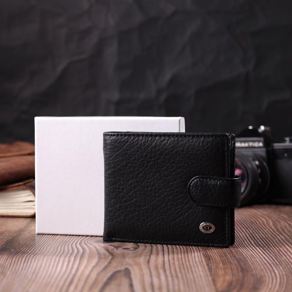 Чоловічий гаманець зручного розміру з натуральної шкіри ST Leather 22471 Чорний b22471 фото