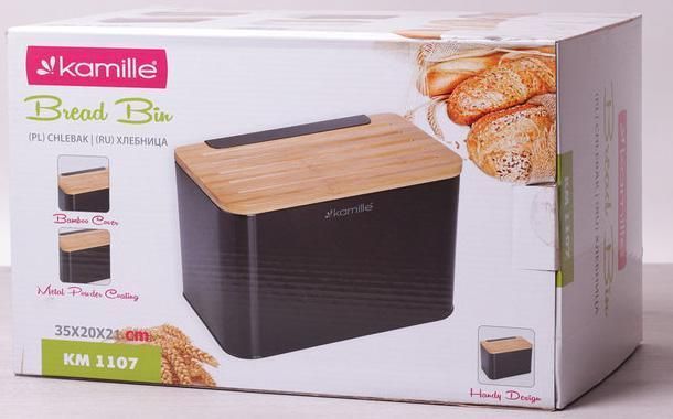 Хлебница Kamille Breadbasket Steel&Bamboo 35х20см из нержавеющей стали KM-1107 фото