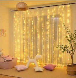 Гирлянда штора Водопад 3х2 м 400 LED (прозрачный шнур, с переходником) Золотой свет L2006232 фото