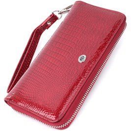Женский лакированный кошелек на молнии из натуральной кожи ST Leather 22677 Красный b22677 фото