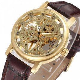 Классические женские часы Winner Gold Brown механические L11933 фото