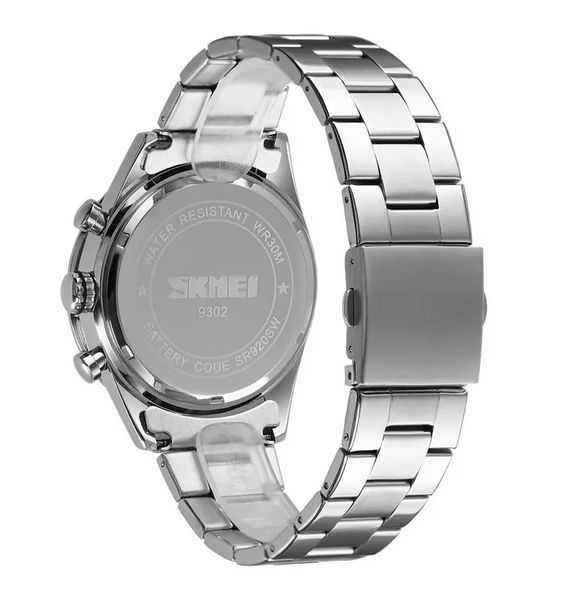 Мужские часы на стальном браслете Skmei 9302 (Серебристые) L703272 фото