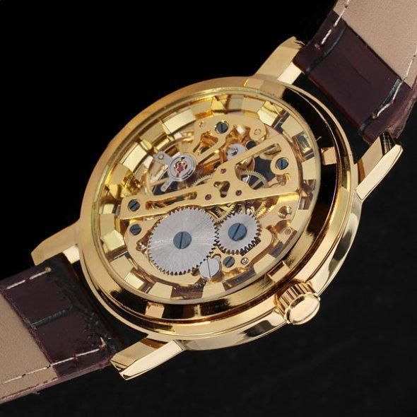 Класичний жіночий годинник Winner Gold Brown механічний L11933 фото