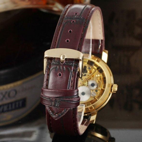 Класичний жіночий годинник Winner Gold Brown механічний L11933 фото
