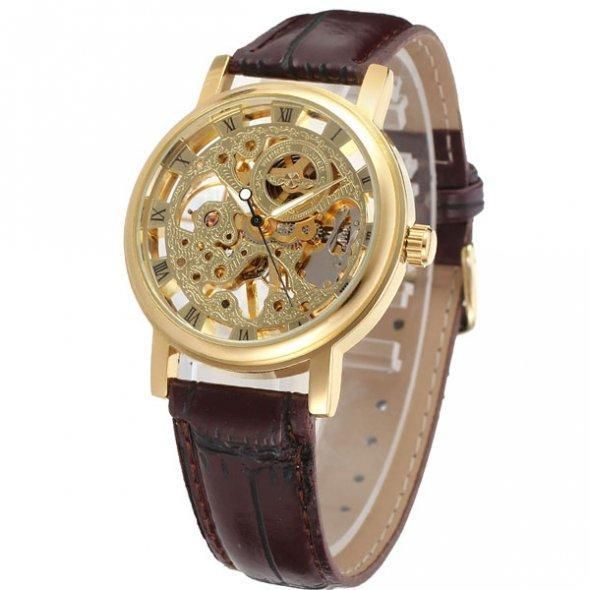 Класичний жіночий годинник Winner Gold Brown механічний L11933 фото