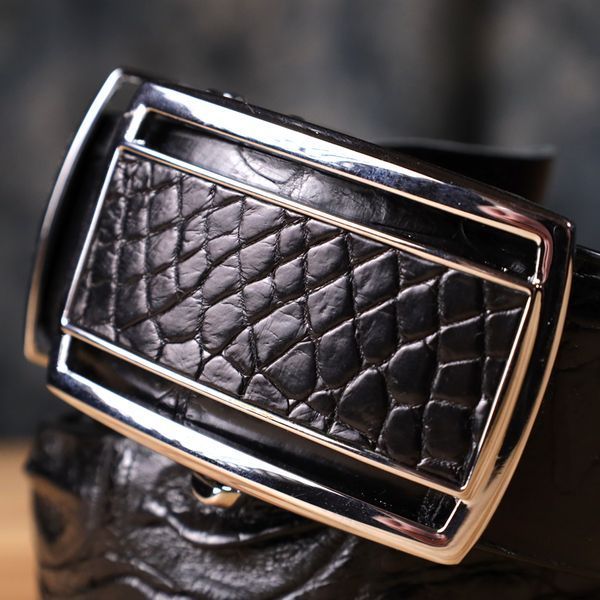 Мужской ремень-автомат CROCODILE LEATHER 18239 из натуральной кожи крокодила Черный b18239 фото