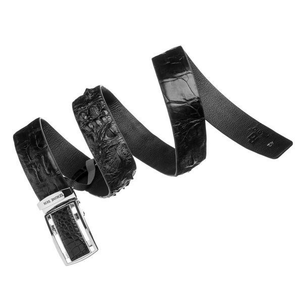 Мужской ремень-автомат CROCODILE LEATHER 18239 из натуральной кожи крокодила Черный b18239 фото