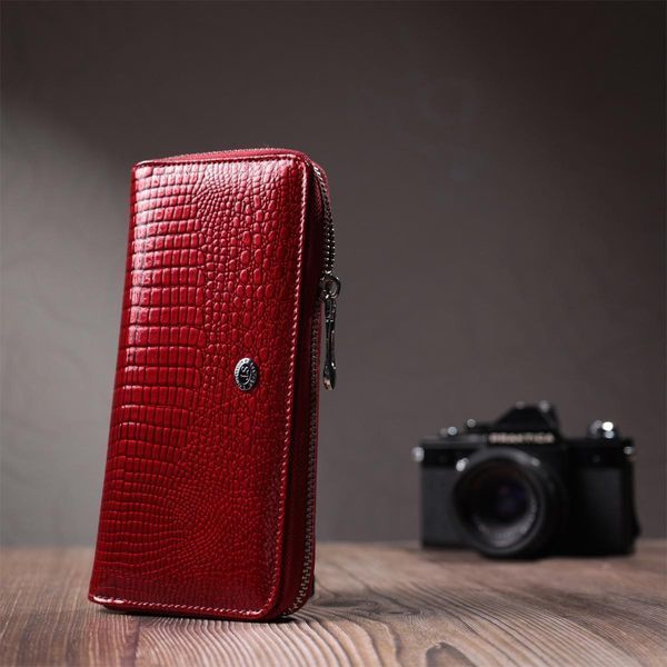 Женский лакированный кошелек на молнии из натуральной кожи ST Leather 22677 Красный b22677 фото