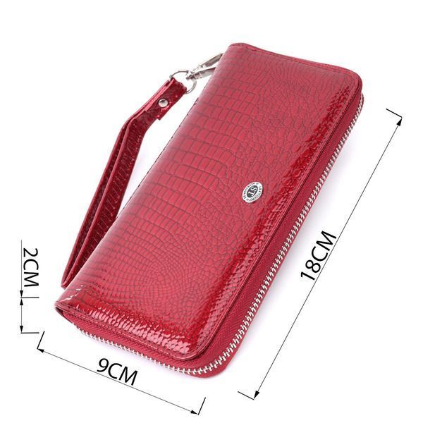 Женский лакированный кошелек на молнии из натуральной кожи ST Leather 22677 Красный b22677 фото
