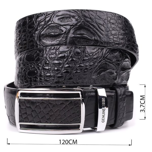 Мужской ремень-автомат CROCODILE LEATHER 18239 из натуральной кожи крокодила Черный b18239 фото