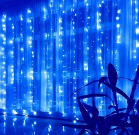Гірлянда штора Водоспад 3х2 м 280 LED (прозорий шнур з перехідником) Синє світло L2006205 фото