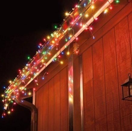 Гирлянда уличная Бахрома 5 м 120 Led (на белом проводе, с переходником) Цветная L520601 фото