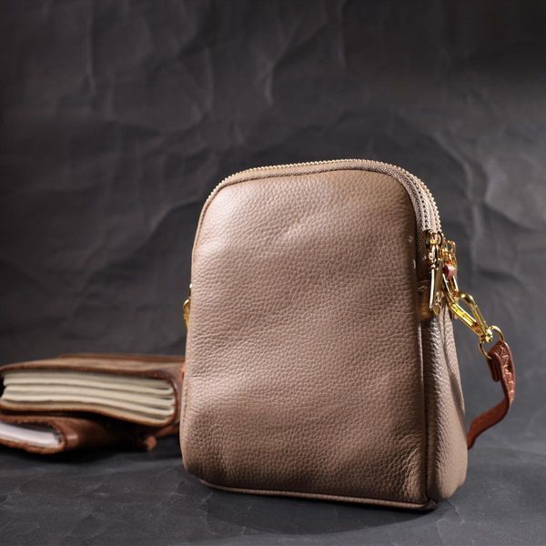 Современная сумка трапеция для женщин из натуральной кожи Vintage 22271 Бежевая b22271 фото