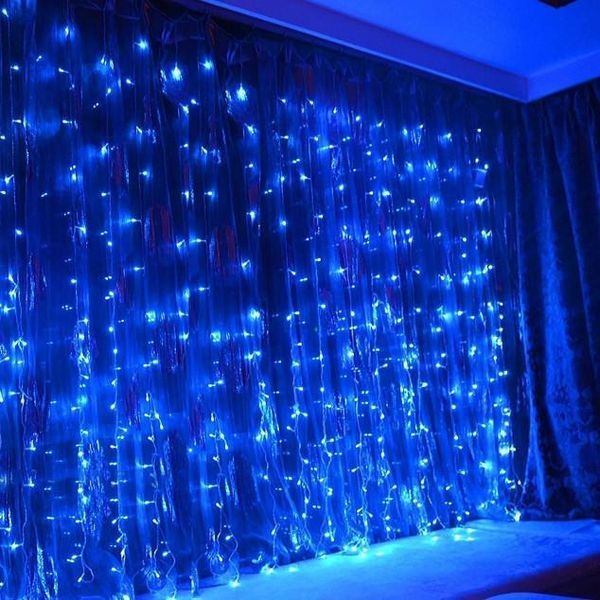 Гирлянда штора Водопад 3х2 м 280 LED (прозрачный шнур, с переходником) Синий свет L2006205 фото