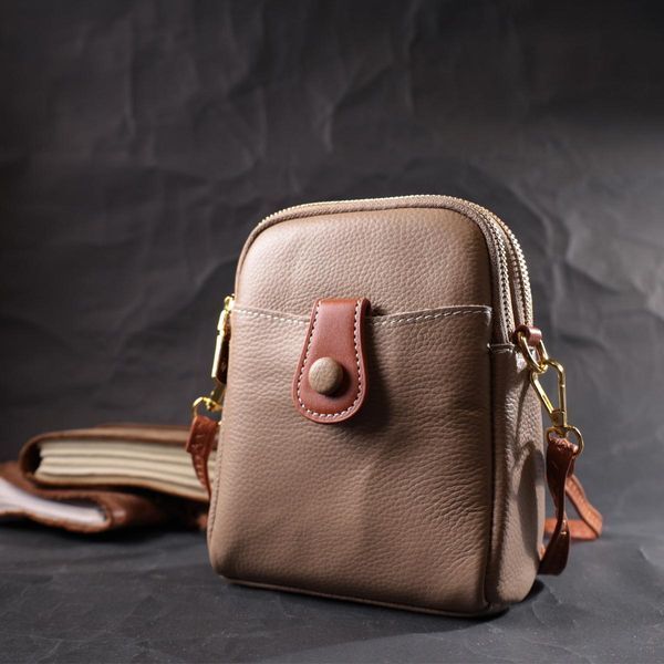 Современная сумка трапеция для женщин из натуральной кожи Vintage 22271 Бежевая b22271 фото