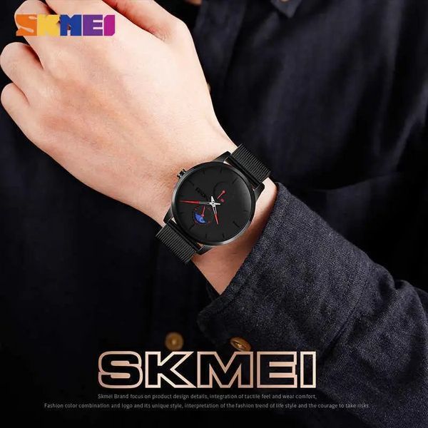 Чоловічий класичний годинник Skmei 9208 (Чорний з червоними стрілками) L703391 фото