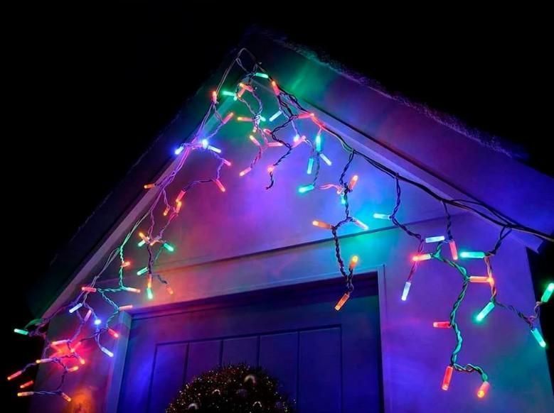 Гирлянда уличная Бахрома 5 м 120 Led (на белом проводе, с переходником) Цветная L520601 фото