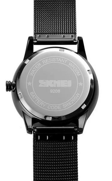 Чоловічий класичний годинник Skmei 9208 (Чорний із зеленими стрілками) L7033911 фото