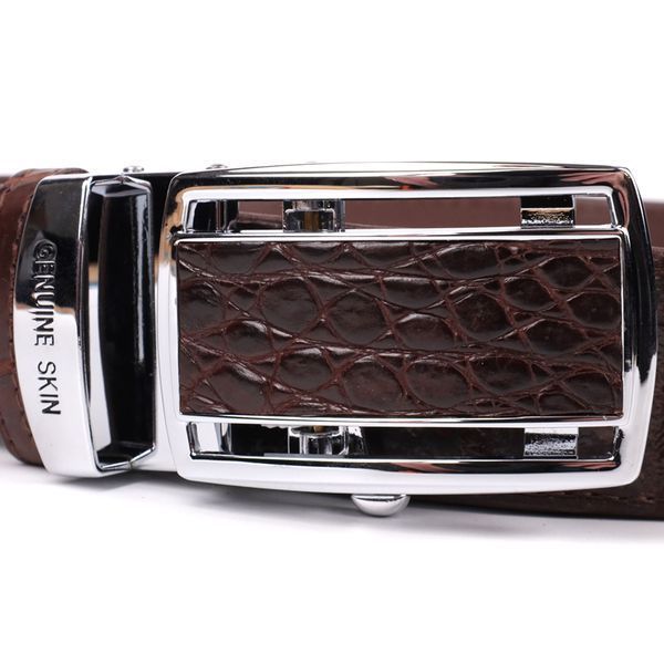 Ремень-автомат CROCODILE LEATHER 18235 из натуральной кожи крокодила (каймана) Коричневый b18235 фото