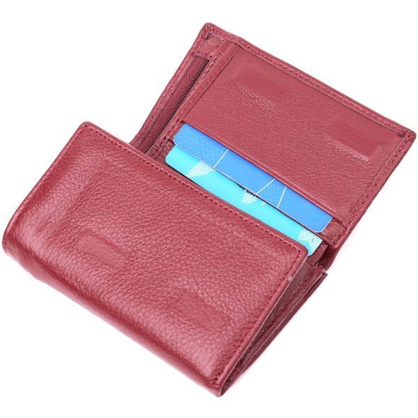 Шкіряний жіночий гаманець у три складання ST Leather 22489 Бордовий b22489 фото