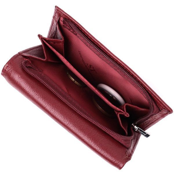 Шкіряний жіночий гаманець у три складання ST Leather 22489 Бордовий b22489 фото