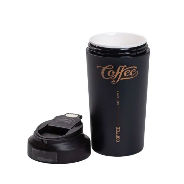 Термокружка Coffee с ремешком 480 мл черная HP-14-14B фото