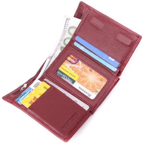 Шкіряний жіночий гаманець у три складання ST Leather 22489 Бордовий b22489 фото