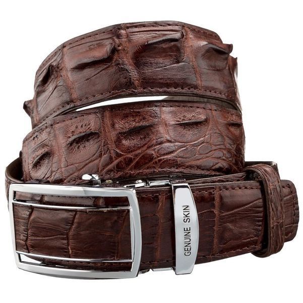 Ремень-автомат CROCODILE LEATHER 18235 из натуральной кожи крокодила (каймана) Коричневый b18235 фото