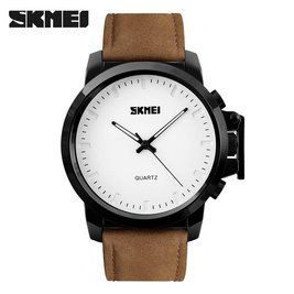 Класичний чоловічий годинник Skmei 1208 коричнева замша L158122 фото