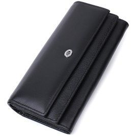 Женский кошелек с двумя клапанами из натуральной кожи ST Leather 22696 Черный b22696 фото