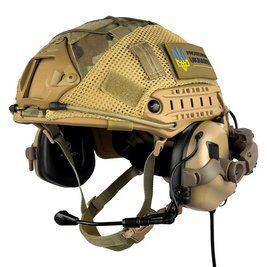 Комплект шлем кевларовый Fast Helmet NIJ IIIA + наушники Earmor M32 Mod3 с чебурашкой + кавер (размер S) L900662 фото