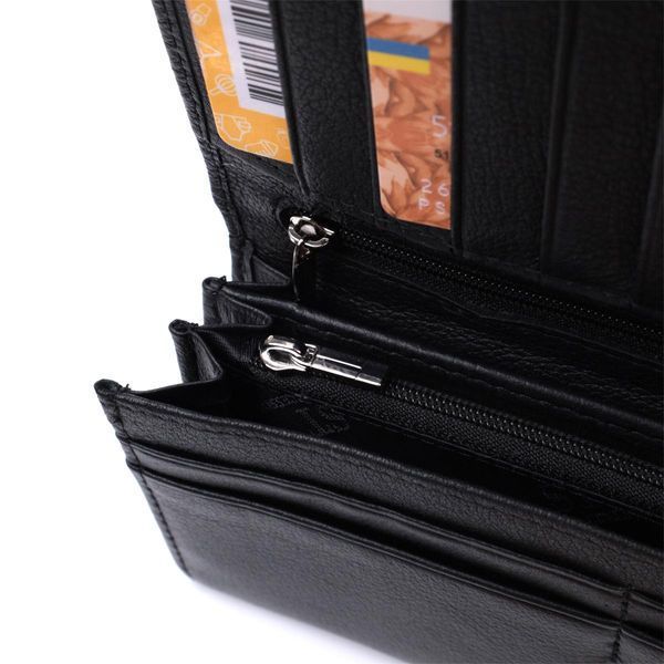 Женский кошелек с двумя клапанами из натуральной кожи ST Leather 22696 Черный b22696 фото