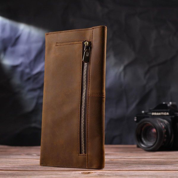 Тонкий мужской бумажник из натуральной винтажной кожи 21296 Vintage Коричневый b21296 фото