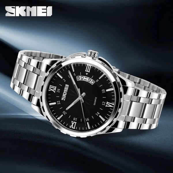Мужские наручные часы Skmei 9069 Серебристые с черным L900393 фото