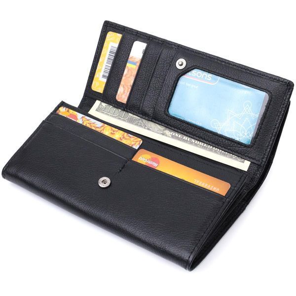 Женский кошелек с двумя клапанами из натуральной кожи ST Leather 22696 Черный b22696 фото