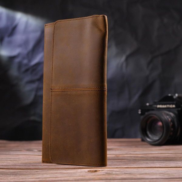Тонкий мужской бумажник из натуральной винтажной кожи 21296 Vintage Коричневый b21296 фото