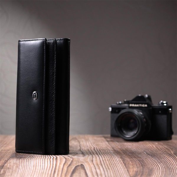 Женский кошелек с двумя клапанами из натуральной кожи ST Leather 22696 Черный b22696 фото