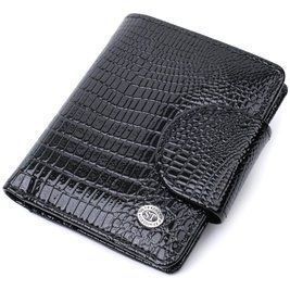 Кошелек для женщин среднего размера из натуральной лакированной кожи ST Leather 22686 Черный b22686 фото