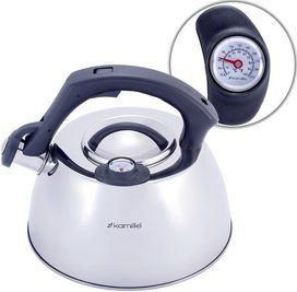 Чайник Kamille Whistling Kettle Thermo 3л из нержавеющей стали со свистком и термометром KM-1077 фото