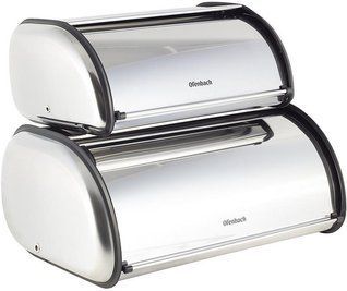 Набір 2 хлібниці Ofenbach Breadbox 43.5х27х18 і 36х23х14см з нержавіючої сталі, срібло NB-100802 фото
