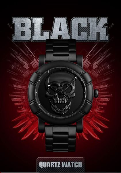 Кварцовий наручний годинник Skmei Skull 9178 Black L158156 фото