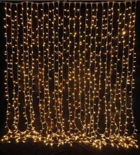 Гирлянда штора Водопад 240 led большая лампа 3D Теплый белый свет 3м х 2м (силиконовый провод с удлинением) L200622 фото