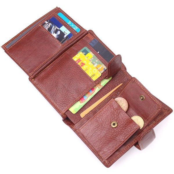 Вертикальное мужское портмоне из натуральной кожи 21399 Vintage Коричневый b21399 фото