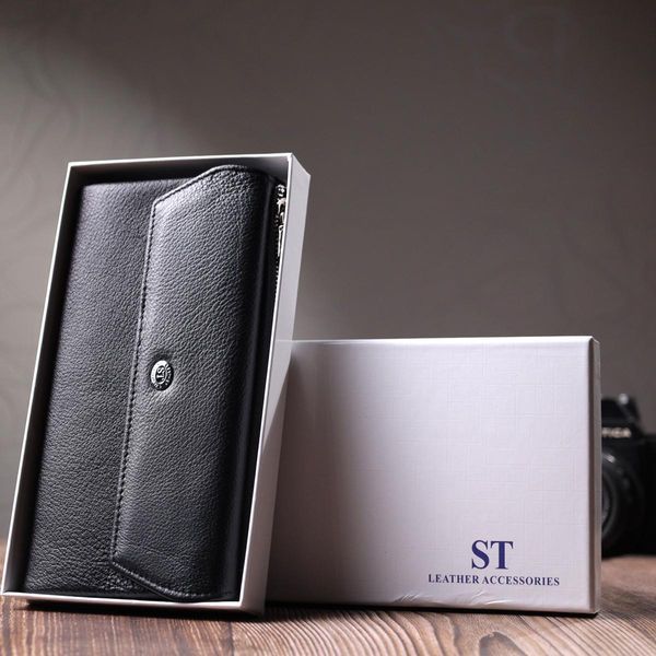 Жіноче портмоне з блоком для карт з натуральної шкіри ST Leather 22698 Чорний b22698 фото