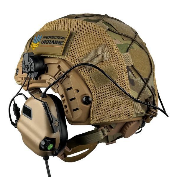 Комплект шлем Fast Team Wendy Helmet NIJ IIIA + наушники Earmor M32H MOD3 + кавер (Койот) размер XL L9006566 фото